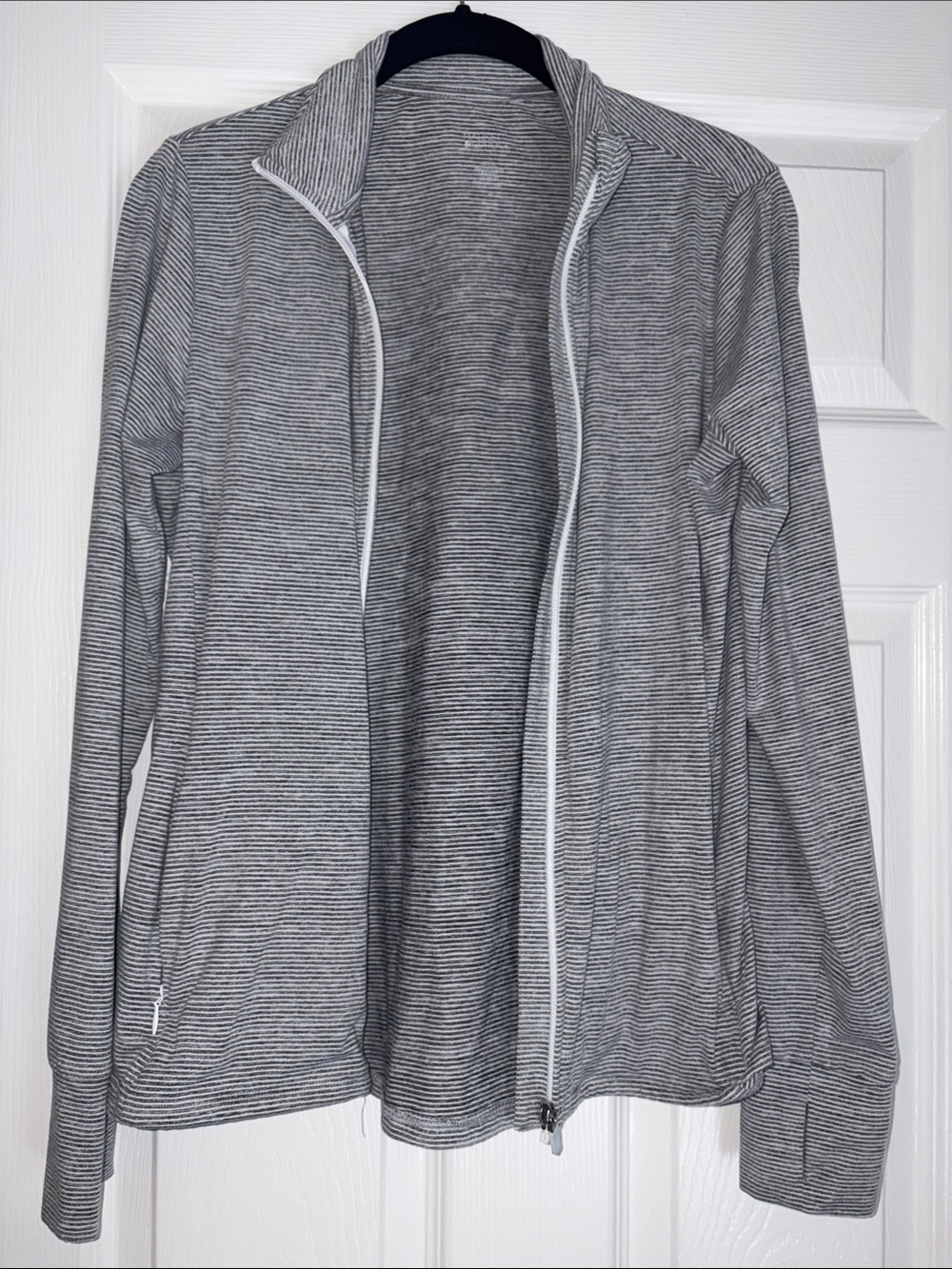 Market & Spruce Gray Striped Full-Zip Utility Jacket